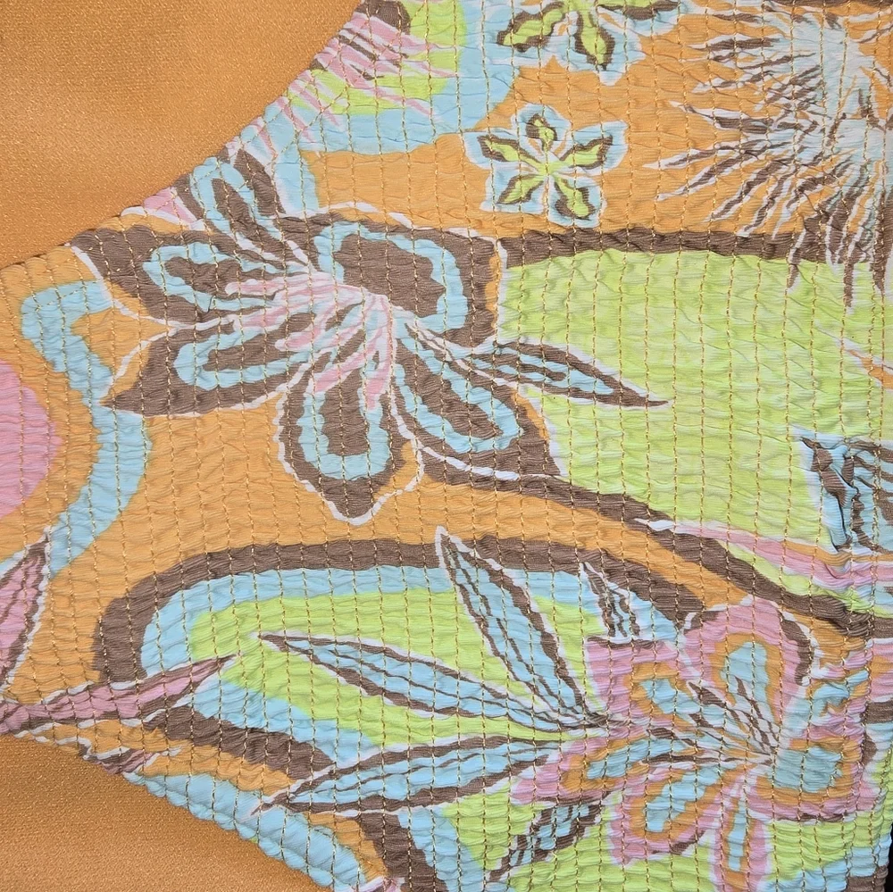 NWT ROXY Floradelic Smocked Side Tie Bikini Bottoms In Mock Orange Delic Size XL - Picture 4 of 7